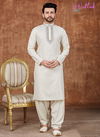 Off White Colour Outluk Vol 24 Stylish Festive Wear Heavy Cotton Mens Wear Pathani Latest Collection 24002